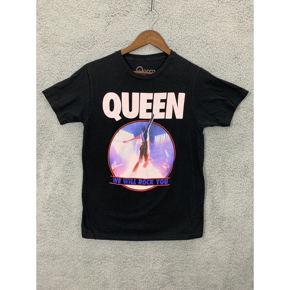 QUEEN 2018 100% Cotton Band (S) Shirt Black T-Shirt We Will Rock You Rock & Roll